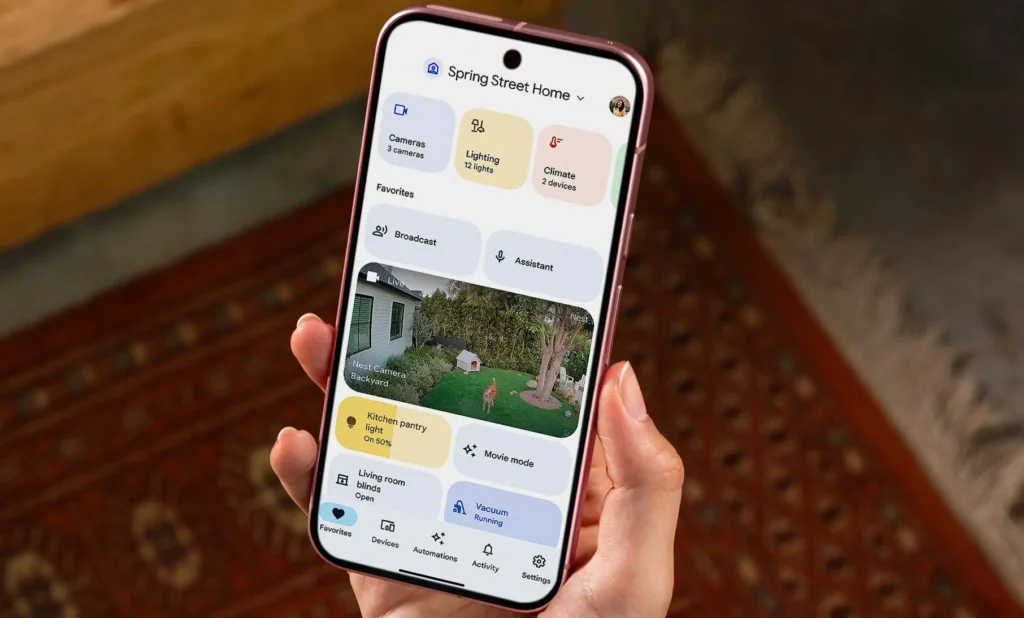 Google Home app com câmeras Nest e automação por inteligência artificial