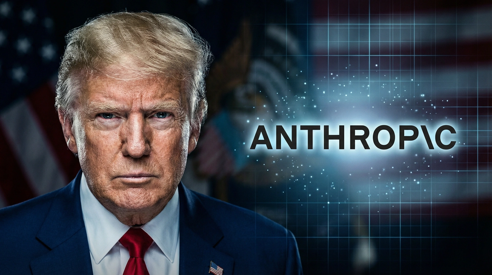 Imagem de Donald Trump associada à Anthropic em contexto de política e inteligência artificial nos Estados Unidos