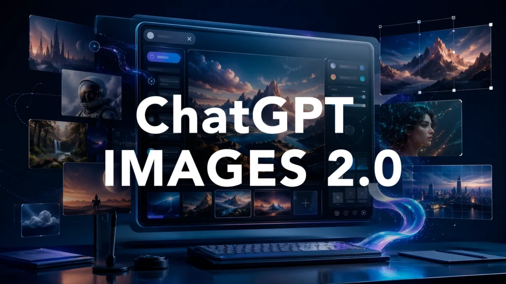 Interface criativa representando o ChatGPT Images 2.0 com geração de imagens por inteligência artificial